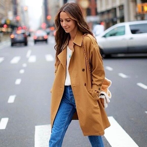 Something Navy Jackets & Blazers - Something Navy Easy Oversize Trench Coat Overcoat in Tan Bronze Camel Size M